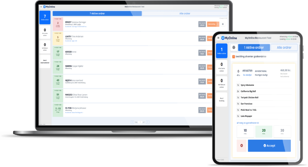bestillingssystem kontrolpanel